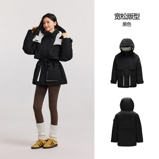 陈都灵|防护|森马羽绒服女冬中长款三防户外收腰工装风宽松厚外套 150/76A/XS