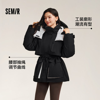 陈都灵|防护|森马羽绒服女冬中长款三防户外收腰工装风宽松厚外套 150/76A/XS