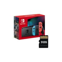 任天堂 Nintendo续航版游戏机NS掌上主机 日版【红蓝】+512G内存卡 套装 便携家用体感掌机