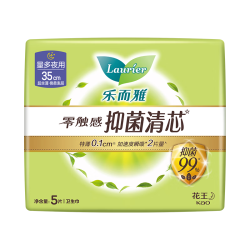 乐而雅 花王零触感抑菌清芯35cm卫生巾5片无香祛味姨妈巾超薄