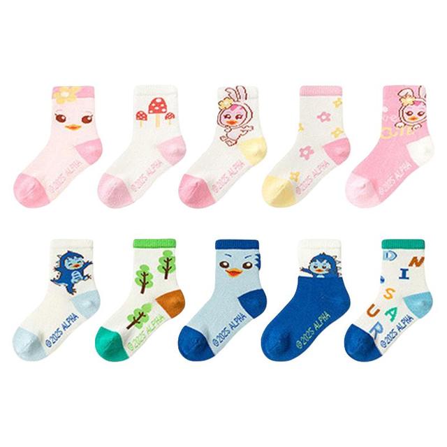 巴拉巴拉 儿童袜子宝宝春秋婴幼儿中筒袜柔弹无骨手工缝五双装