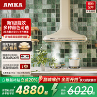 AMKA 欧式复古油烟机白色抽油烟机家用美式厨房奶油风 大吸力脱排 90cm晨曦金
