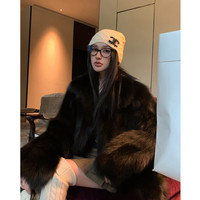 COCO LIMITED皮草【年度】 神明少女 芬兰整皮狐狸毛皮草外套 经典黑 M
