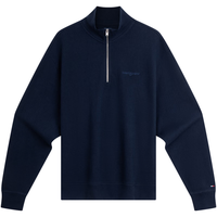 TOMMY JEANS25新款秋冬男装华夫格肌理刺绣半拉链立领宽松落肩卫衣