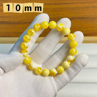陌晨 MOEYCIOR天然琥珀蜜蜡妖金白花圆珠手串手链单圈 10mm一串