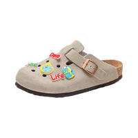  Life的的沃 Devo Life 包头软木鞋女士勃肯鞋夏季透气拖鞋可爱女生外穿洞洞鞋 22002 灰色反绒皮 34 （拍小一码）