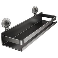 百年正和厨房用具置物架吸盘式壁挂调料架免打孔放调味品盒瓶罐大全收纳架 【吸盘调料架】枪灰单层40cm