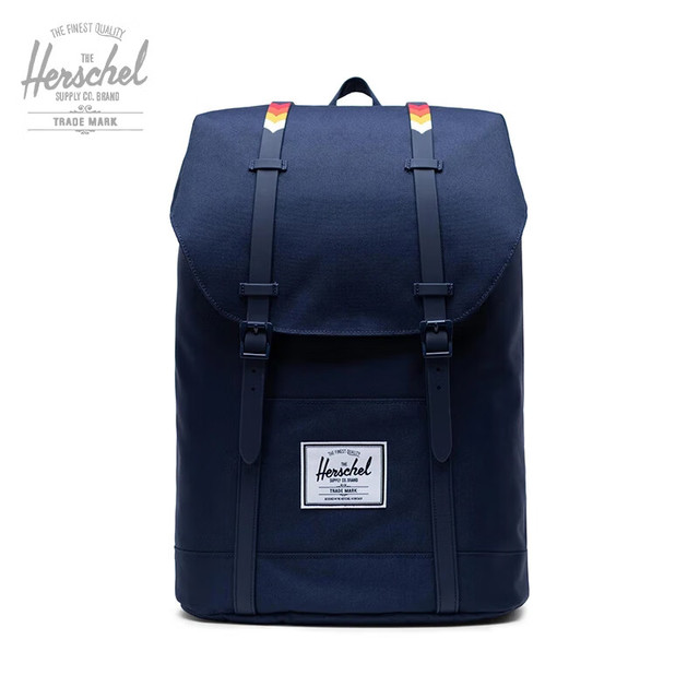 PLUS会员：Herschel Supply 和行 19L大号双肩包 深蓝/彩虹橡胶带