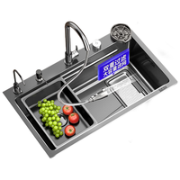 松鲸SUS304不锈钢厨房水槽大单槽洗菜盆一体盆纳米多功能洗碗槽洗菜池 5mm加厚【80*45】5孔集渣-满配