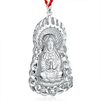 s999足银足银观音菩萨吊坠 男女项坠银观音银饰 中10克