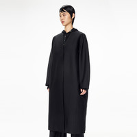 JNBY江南布衣春风衣宽松长袖H型外套气质中长款大衣5N1914060 001/本黑 L