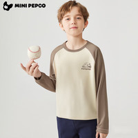 小猪班纳 儿童印花长袖T恤插肩韩版春秋童装 Camping浅棕/米白 男 120