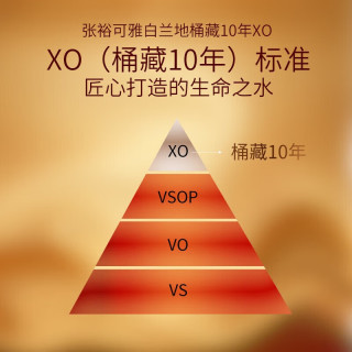 张裕可雅白兰地 桶藏10年XO 700ml 洋酒礼盒 （裸瓶装无礼盒）可雅10年