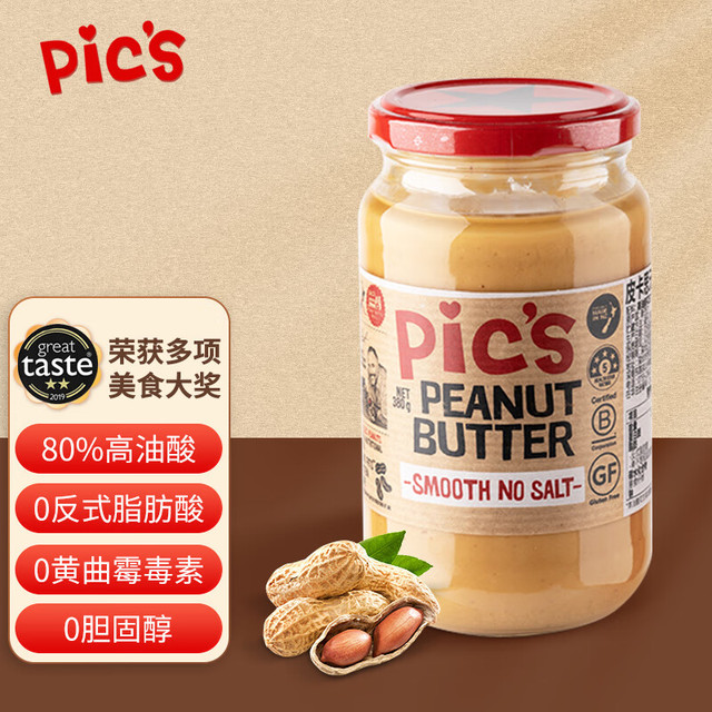皮卡思 Pic's 无盐幼滑花生酱 380g