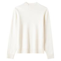 兔皇（TUHUANG）【无缝一体纯羊毛】秋冬纯色半高领打底针织毛衣羊毛衫TW897303 白色 常规 2XL 175/96A