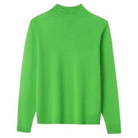 兔皇（TUHUANG）【无缝一体纯羊毛】秋冬纯色半高领打底针织毛衣羊毛衫TW897303 花草绿 常规 2XL 175/96A