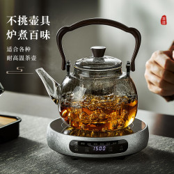 泥也 玻璃茶壶大容量加厚烧水壶家用办公喝茶壶