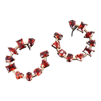 XUPING旭平首饰合金时尚气质优雅彩宝系列小众设计潮流耳饰饰品 红色