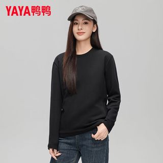 鸭鸭（YAYA）羽绒T恤鹅绒内衣男女同款加厚保暖纯色百搭舒适内搭长袖白T 白色 2XL