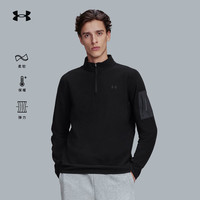 安德玛 户外UA立领抓绒衣男秋冬新款摇粒绒保暖打底衫 漫暮黑