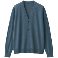 無印良品 MUJI（無印良品 ） 男式 羊毛 可水洗高针距 V领开衫 男士毛衣冬季男款AA0PFA4A 蓝色 XL （180/104A）