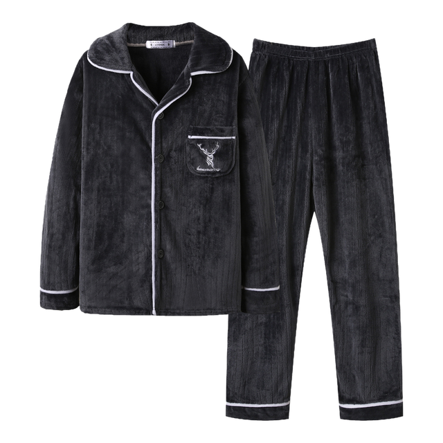 有券的上：雪中飞 男士翻领珊瑚绒睡衣套装 NSCJF