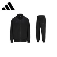 adidas 阿迪达斯 运动套装男2025春季跑步运动防风透气夹克收腿裤两件套 黑/黑 XL