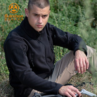 S.archon 春秋户外抓绒衣外套男开衫防风保暖夹克修身加绒加厚户外服饰 黑色 M