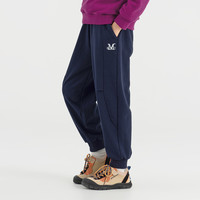 多多家男童裤子春秋款儿童运动跑步束脚卫裤中大童简约字母绣花百搭长裤 藏青色 150