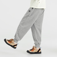 多多家男童裤子春秋款儿童运动跑步束脚卫裤中大童简约字母绣花百搭长裤 麻灰色 120