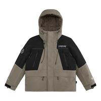 太平鸟男装防寒服冬季户外工装连帽cordura羽绒服男 棕色1（宽松) 2XL