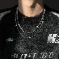 MOLC星芒叠戴双层钛钢项链男锁骨链潮牌时尚百搭个性街头嘻哈潮流颈链 L2469星芒叠戴双层钛钢项链