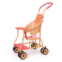 外婆桥 宝宝竹藤推车轻便小孩儿童藤椅藤编竹编小推车夏季透气仿藤婴儿车 T819+枕头