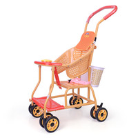 外婆桥 宝宝竹藤推车轻便小孩儿童藤椅藤编竹编小推车夏季透气仿藤婴儿车 T819+枕头+篮子