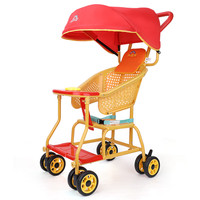 外婆桥 宝宝竹藤推车轻便小孩儿童藤椅藤编竹编小推车夏季透气仿藤婴儿车 T803+枕头+伞棚