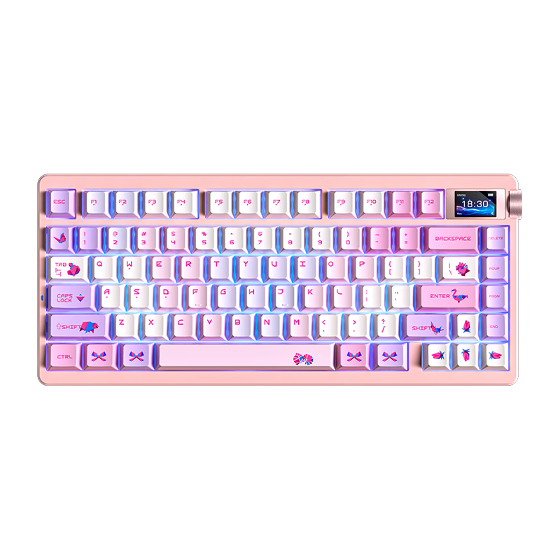  AULA/狼蛛 三模10000mAh长续航 无线机械键盘  碧玉轴 粉黛 RGB