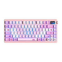 AULA/狼蛛 三模10000mAh长续航 无线机械键盘  轻羽轴 粉黛 RGB