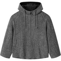 GXG男装 花灰色粗人字纹通勤连帽大衣24冬G24X064029 花灰 L