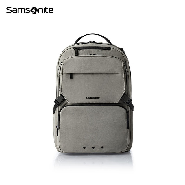 Samsonite 新秀丽 男士双肩包 大容量书包 商务休闲背包电脑包旅行包 NX5 卡其色