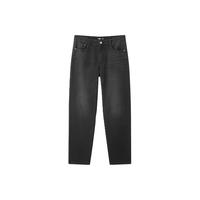 森马牛仔裤男2024冬季复古做旧水洗直筒裤子简约百搭长裤黑色 牛仔蓝灰88402 30