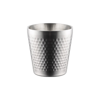 拜杰304不锈钢杯子双层家用水杯酒店锤纹杯单层速冷杯啤酒杯餐厅茶杯