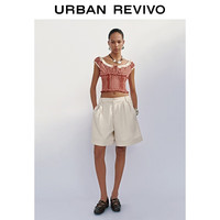 UR2025夏季新款女装拼接蕾丝花边格纹罩衫衬衫UYL250086 红色格子