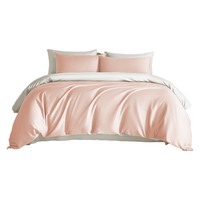 然牌纯棉被套单件 A类长绒棉被罩 双人全棉被套220*240cm 纯棉贡缎丨浅粉+灰