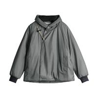 马登 工装美式N3B派克服男士短款棉服秋冬山系夹克外套休闲连帽棉衣男 深灰色 L