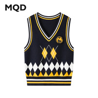 马骑顿（MQD）男女款长袖线衫秋冬款儿童针织衫毛衣 藏青4 155