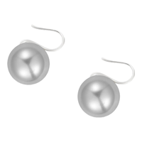 LnieerS999足银澳白灰色珍珠耳钉女2025新高级感高跟鞋耳饰耳环耳坠 银灰色12mm银色一对【S999足银】
