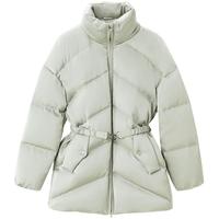 OVV秋冬90鹅绒立领落肩直筒版型防风保暖羽绒服 绿灰B3 S