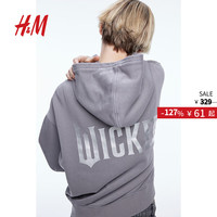 H&M【Wicked & 合作系列】女装卫衣秋季宽松拉链连帽衫1246049 灰色/Wicked X