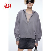 H&M【Wicked & 合作系列】女装卫衣秋季宽松拉链连帽衫1246049 灰色/Wicked S 160/88