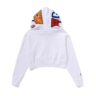BAPE女装25年秋冬纯色短款鲨鱼连帽卫衣外套开衫011152P 黑色BKX